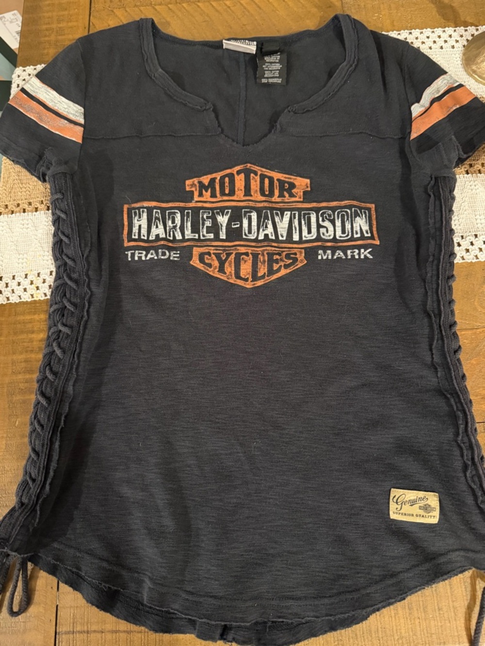 Harley-Davidson Charcoal Gray Tee with White 'Genuine' Patch